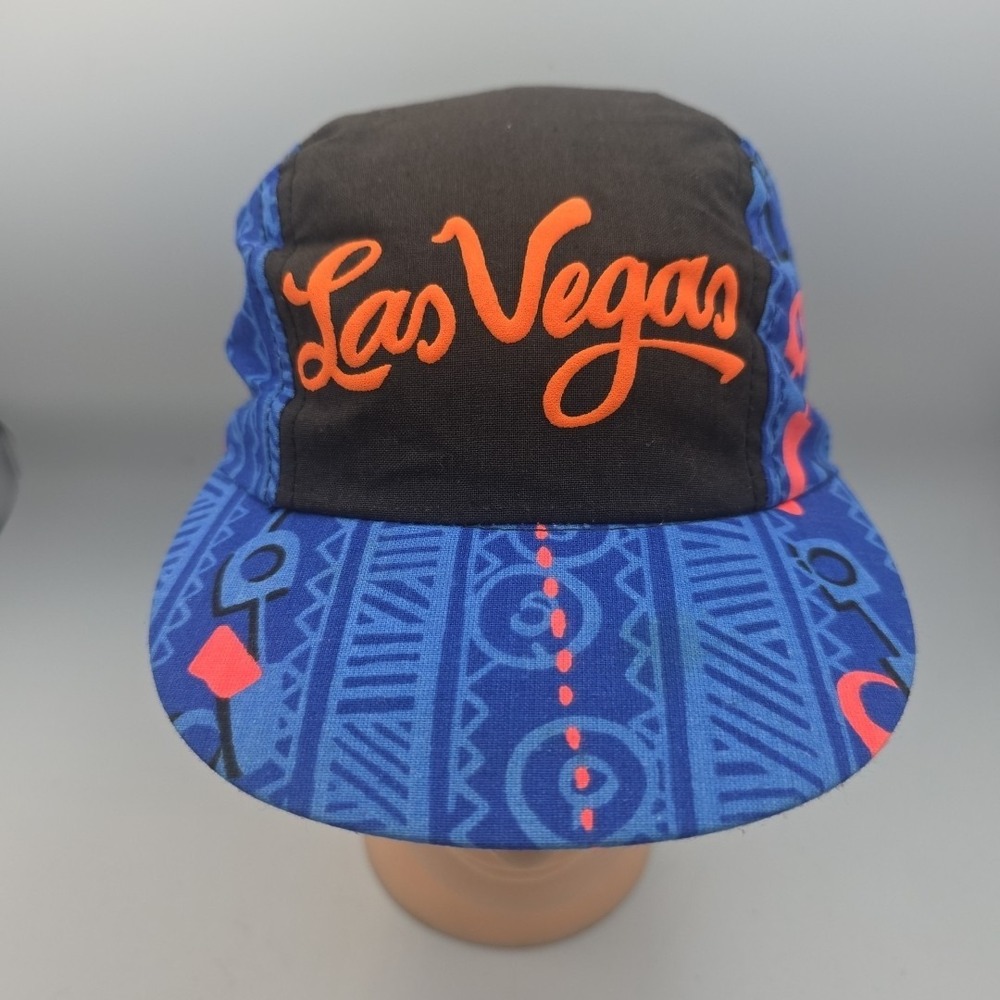 Vintage Las Vegas All Over Print Hat Cap Made In The USA Triangle Headwear